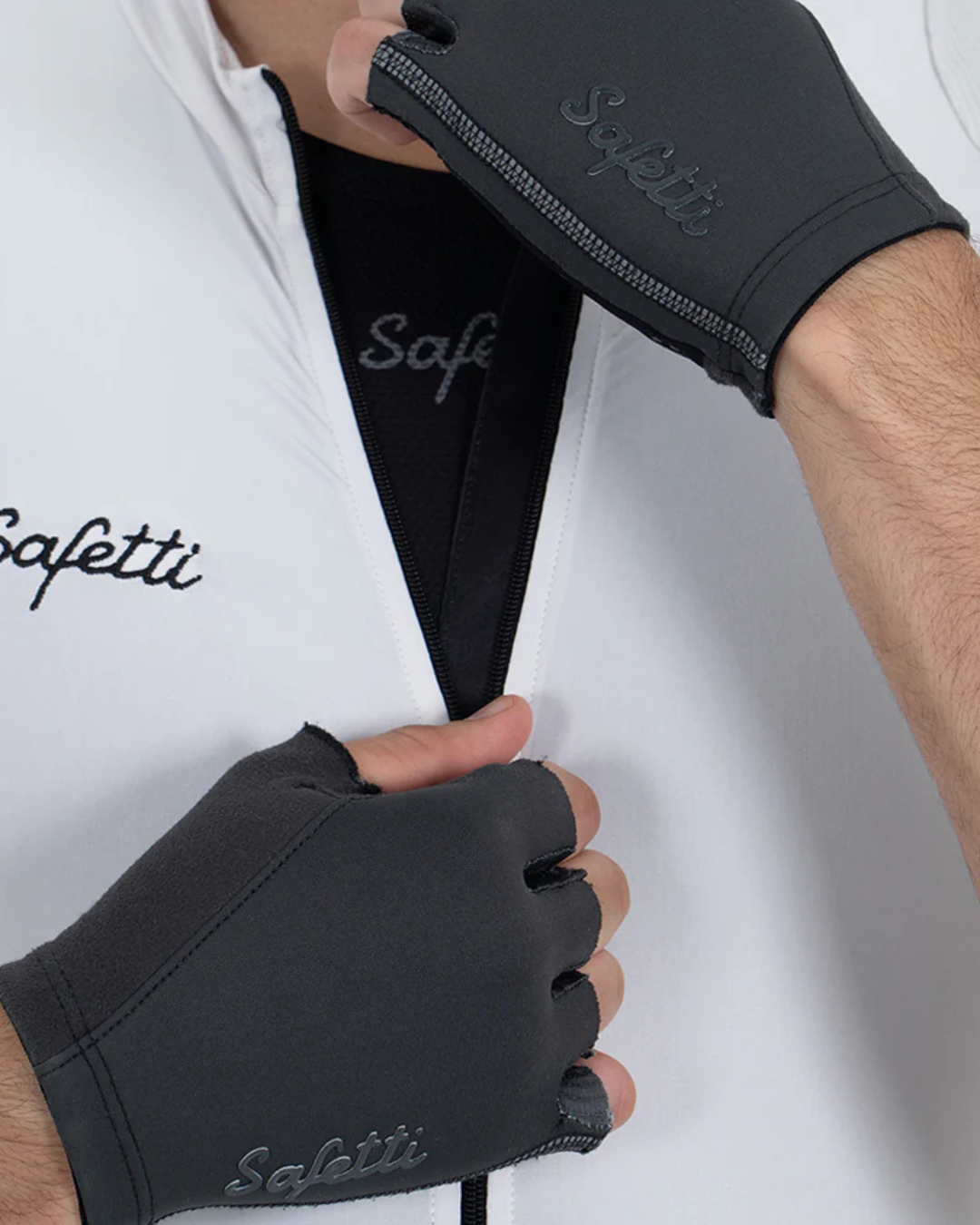 GUANTES CICLISMO SAFETTI ESSENZIALES DEDO CORTO NEGRO UNISEX