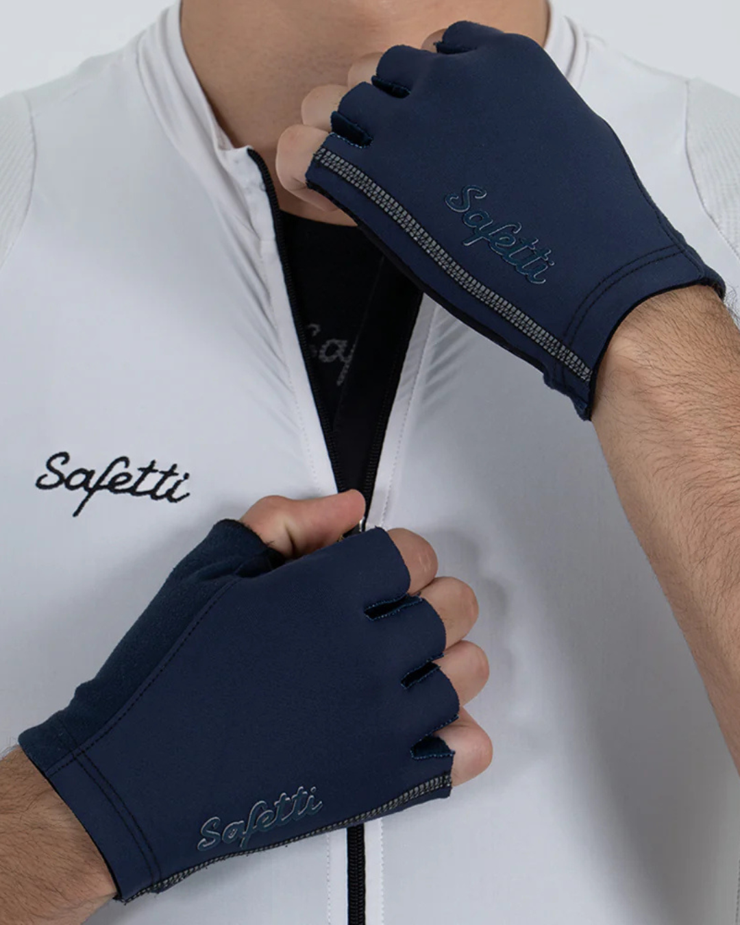 GUANTES CICLISMO SAFETTI ESSENZIALES DEDO CORTO AZUL UNISEX