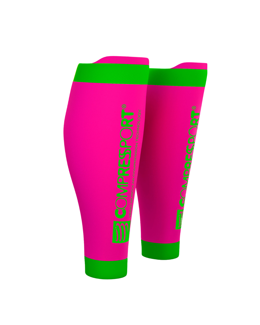 PANTORILLERAS COMPRESSPORT R2V2 / FUCISIA - VERDE NEÓN