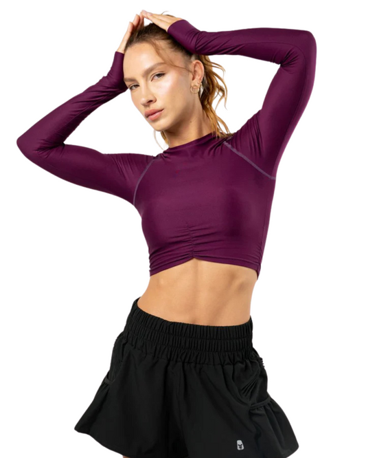 TOP RUNNING RETRO RUSH LONG SLEEVE BERENJENA