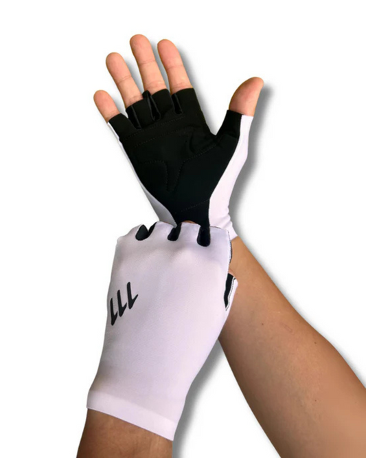 GUANTES CICLISMO 111 MEDIO FONDO DEDO CORTO BLANCO UNISEX